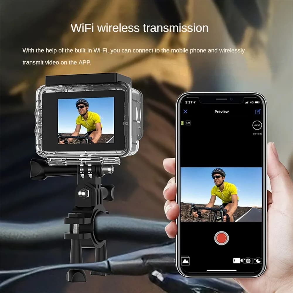 NCZOBOE Action Camera 5K 30FPS EIS 48MP Wi-Fi Doppio Schermo 170D Zoom 8X Pre-registrazione Impermeabile fino a 30M Videocamera Sportiva