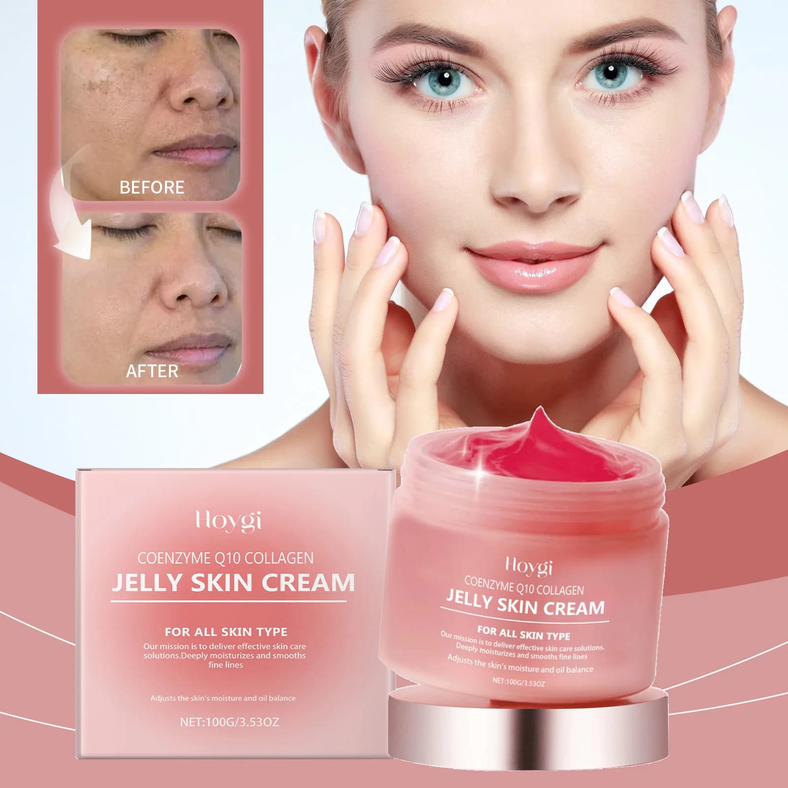 Collagen Jelly Cream Moisturizing Firming Brightening Face Cream Hydrating Anti Wrinkle Fine Lines Remover Bouncy Gel Texture