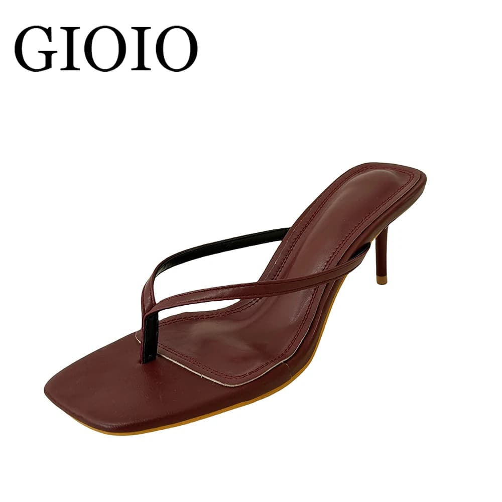 GIOIO 2026 Ciabatte Estive Donna Rosso Vino con Clip sulle Dita, Comode Sandali Bassi con Tacco, Scarpe Casual da Donna Stile Streetwear
