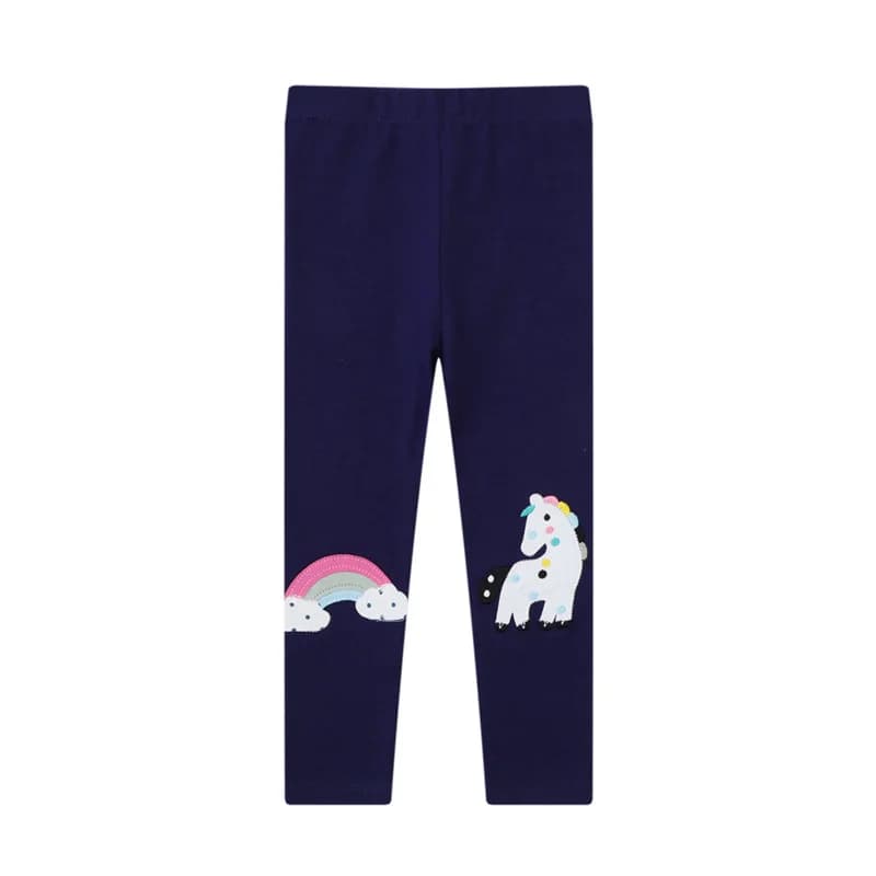 Jumping Meters 2-7T Leggings per Bambine con Applicazione di Cervi Rossi, Pantaloni con Ricamo Animale, Abbigliamento per Bambini, Pantaloni Skinny per Neonati