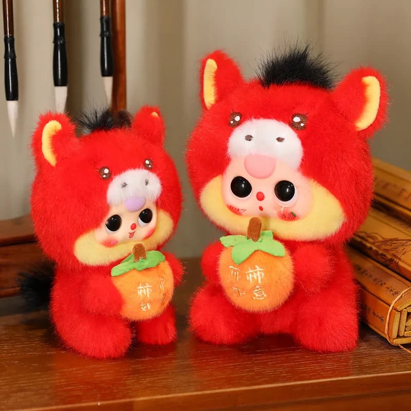 17/21CM Kawaii Plush Doll Turn Cute Red Horse Baby Soft Stuffed Animals Horses Dress Up Dolls for Kids Girls Gifts Mascot Decor