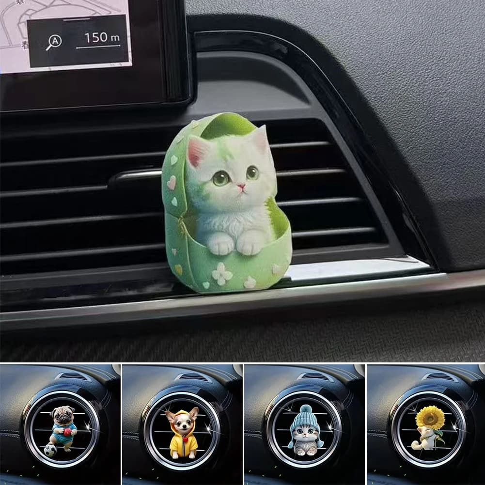 Beautiful cartoon cat dog perfume for auto deodorant for automatic environments diffuser venting clip scent diffuser aromatherapy lasting
