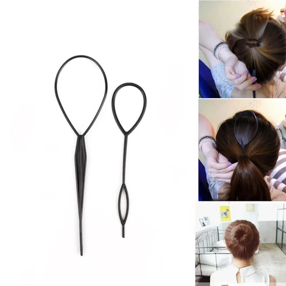 Clip Hair Styling Ponytail Creator Hairstyle Tool Pull Needle Crochet Braids Hair Styling Maker For Ponytail Pigtails
