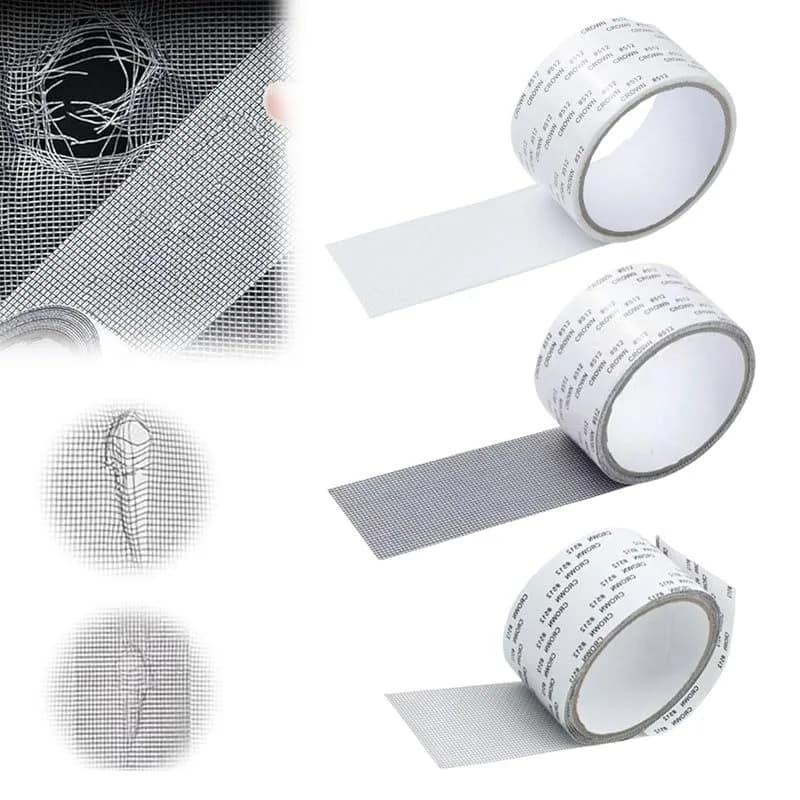 Nastro per riparazione finestre Kit in rete nastro impermeabile in fibra di vetro zanzariera nastro Patch in rete per coprire fori e lacrime istantaneamente