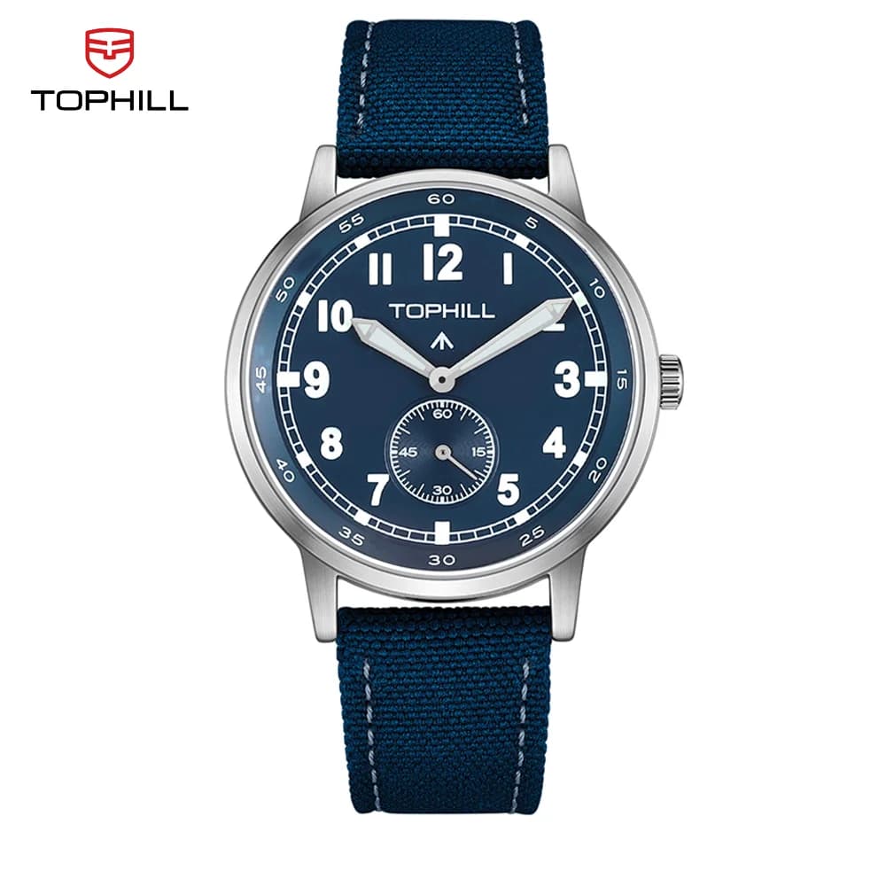 2025 Nuovo TOPHILL TW099G 40mm Uomini d'affari Orologio al quarzo vintage 30M Impermeabile Luminoso Vetro zaffiro Cinturino in tela Orologi da uomo
