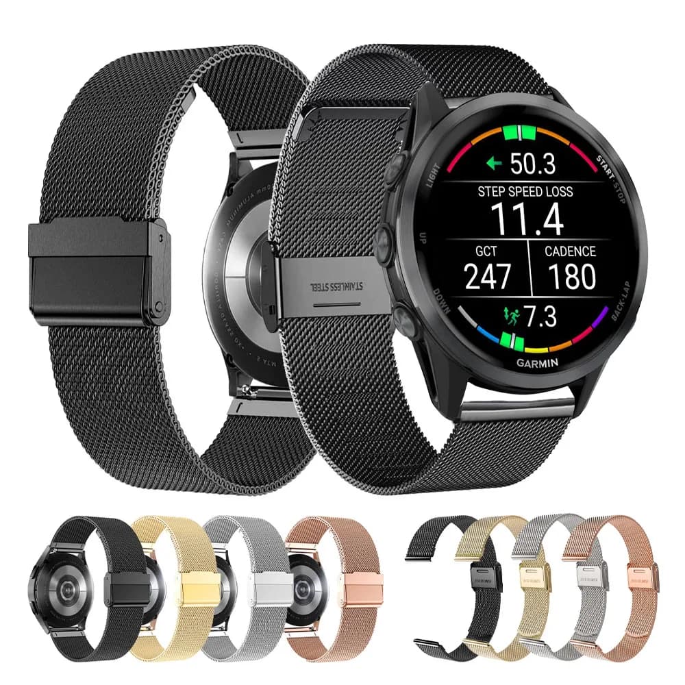 20mm 22mm cinturino in acciaio inossidabile per Garmin Venu4/Forerunner 165 245 255 265 Misic 570 cinturino per orologio in metallo Vivoactive 6 5 4 braccialetto