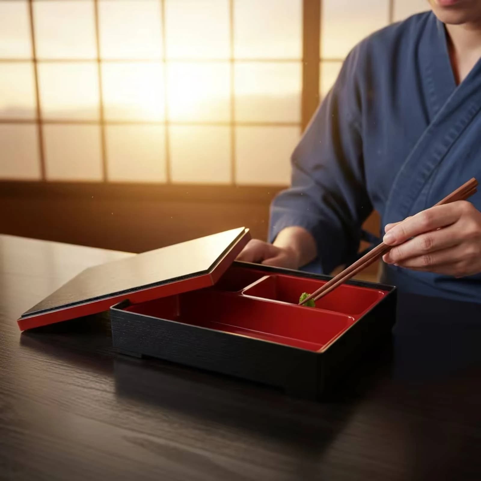 Three-Compartment Bento Box Rectangular Bento Box with Lid Food Container Long-Lasting Dishwasher-Safe for Restaurants, Takeaway