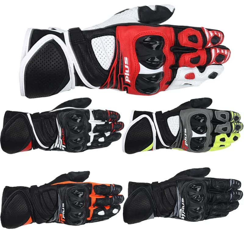 Guanti Lunghi in Pelle Two-X Racing Motorcycle GP Plus R v2 per Uomo, Guanti da Moto con Protezione Nocche, Touchscreen, Tutte le Taglie
