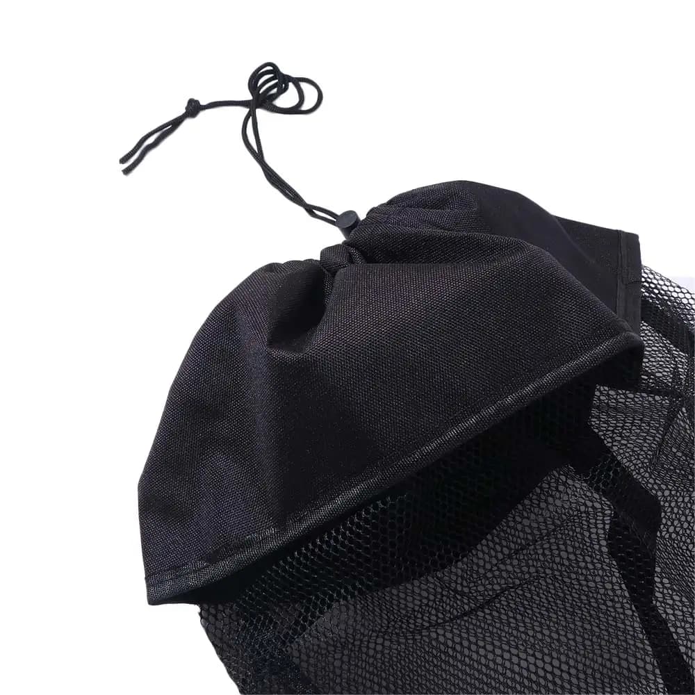 Borsa a rete per carrello da golf, pratica e graziosa, in nylon, con coulisse, regolabile, nera, contenitore per palline da golf
