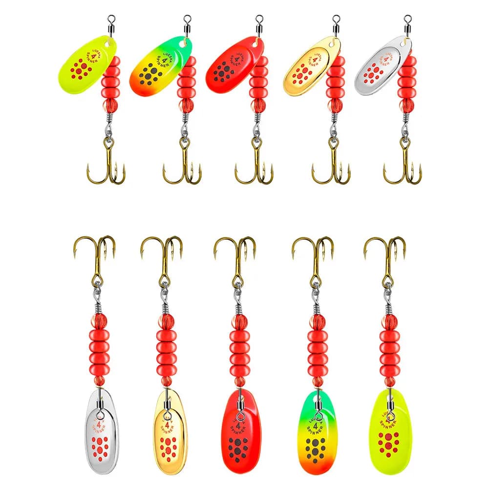 5 Pieces of Artificial Esche Spoonbait Crankbaits with Tool Box, Rigid bait for Fishing Lucci and Sea Salmoni