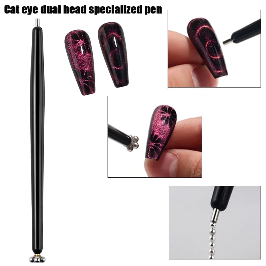 1/2 pezzi penna magnetica per occhi di gatto fantasia a doppia testa per penne per nail art con forte forza magnetica professionale per strumenti per manicure per unghie