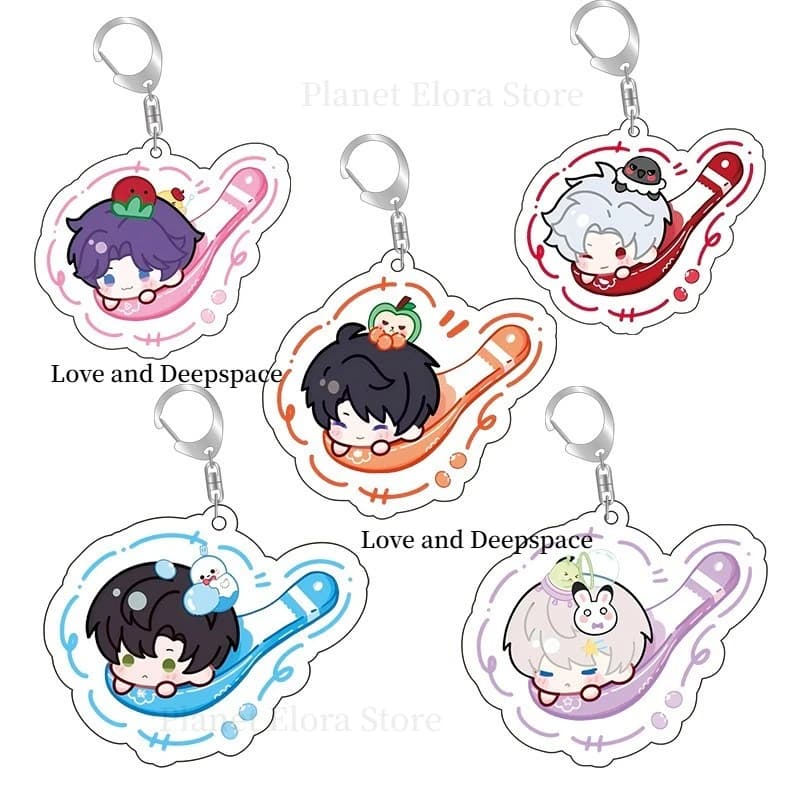 Love and Deepspace Cartoon Cake Dessert Keychain Sylus Rafayel Zayne Xavier Caleb Anime Cosplay Backpack Decoration Fan Gifts