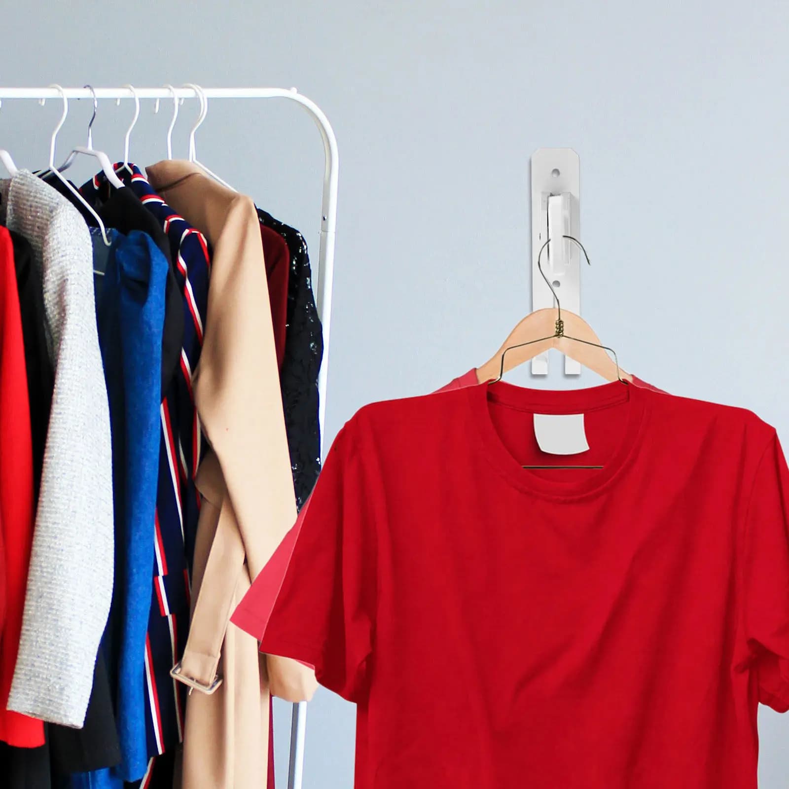 Foldable Wall Mounted Clothes Rack Metal Drying Stand Retractable Organizer for Laundry Bedroom Coat Hangers Drying Rack