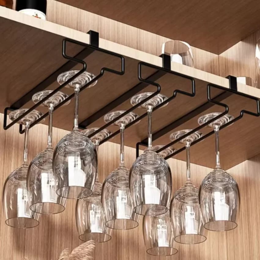 Hanging Red Wine Glass Storage Rack, Home High Footed Cup Storage Rack Without Punching Holes, Inverted Drain Rack