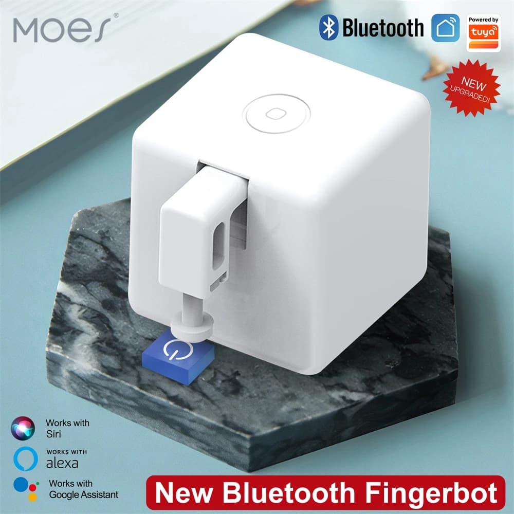 Bluetooth Tuya Smart Robot Switch, App Controlable Automatic Button, Compatible with Google Home and Alexa