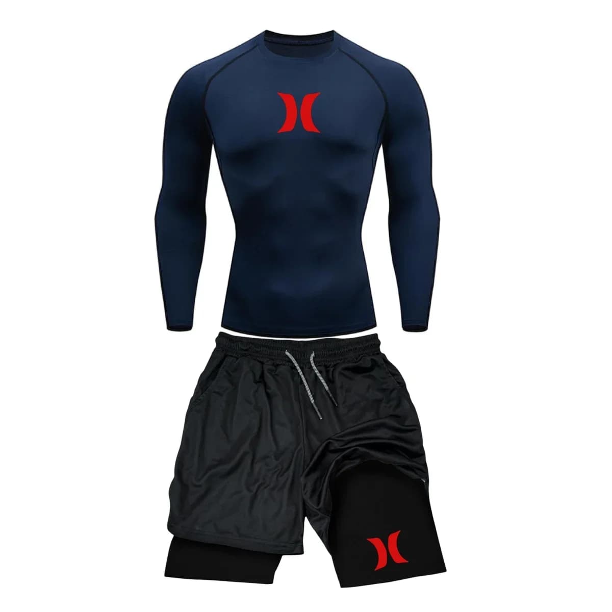 Tute da corsa a compressione da uomo Calzamaglia da palestra Allenamento Abbigliamento sportivo Allenamento Jogging Set sportivo Uomo MMA Rashguard Tuta Abbigliamento