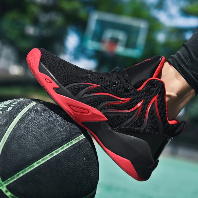 Men's high basketball shoes, breathable, non-slip, wear-resistant, mesh, with shock absorption, light, for students, large sizes