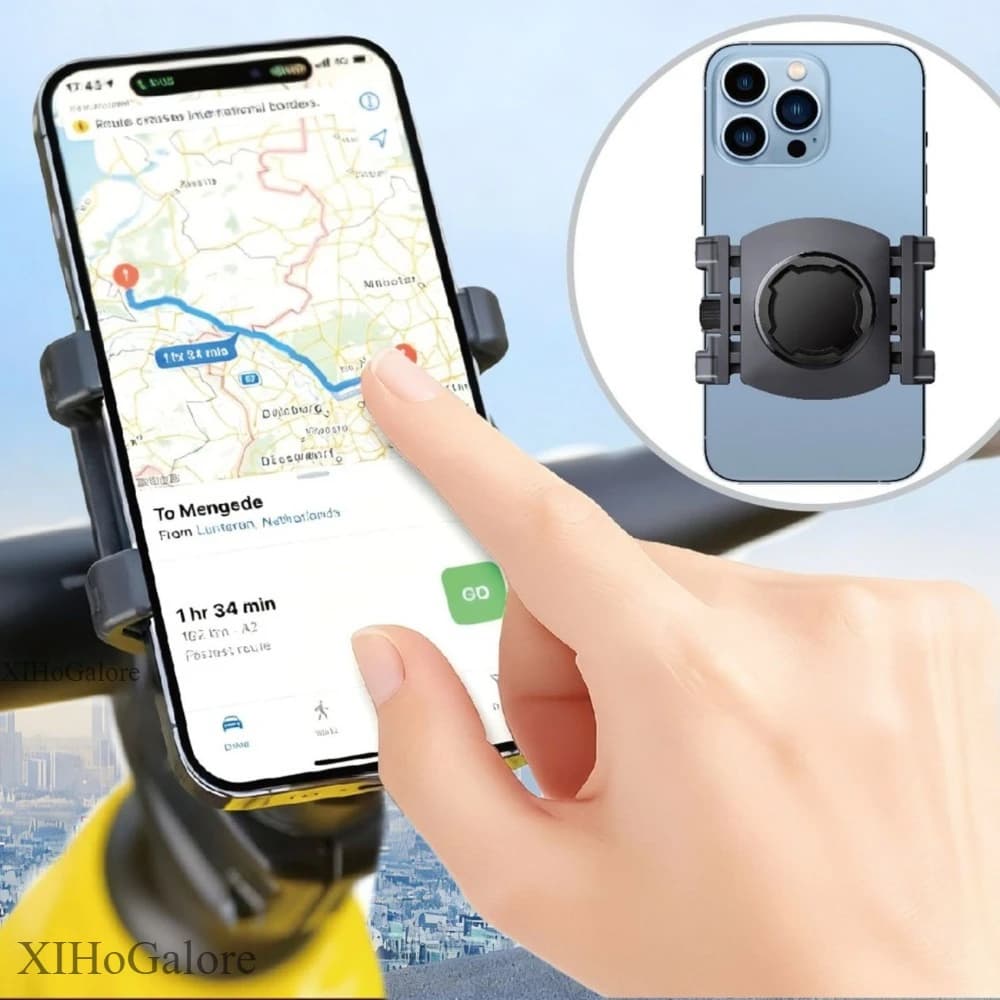 Anti Shake 360 Rotating Phone Holder Shock Absorbing Clamp For Bicycle Motorcycle Electric Vehicle Riding Navigation