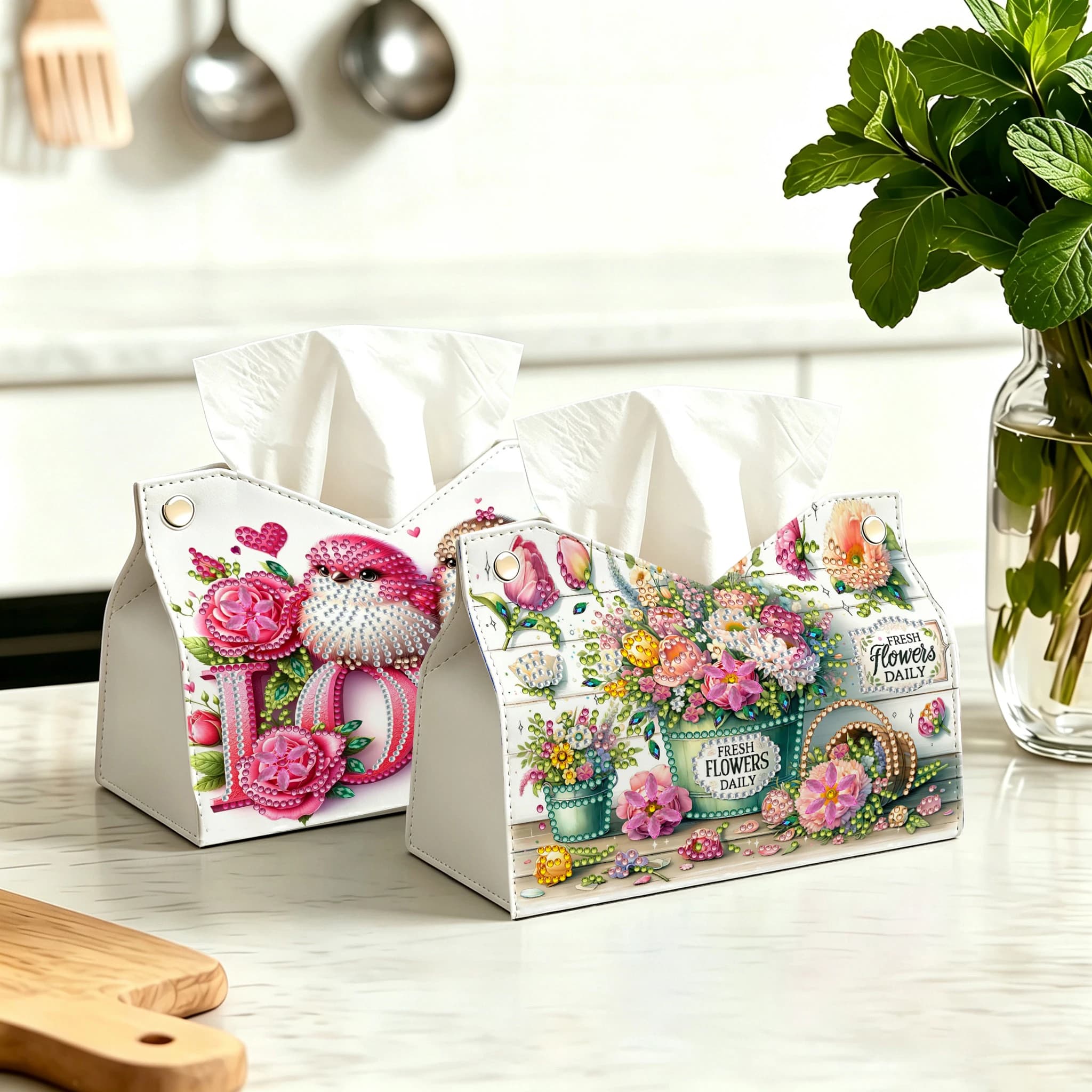 1PC 5D DIY Diamond Painting Kit Animal and Flower Pattern PU Leather Material Home Office Decoration, Creative Holiday Gifts