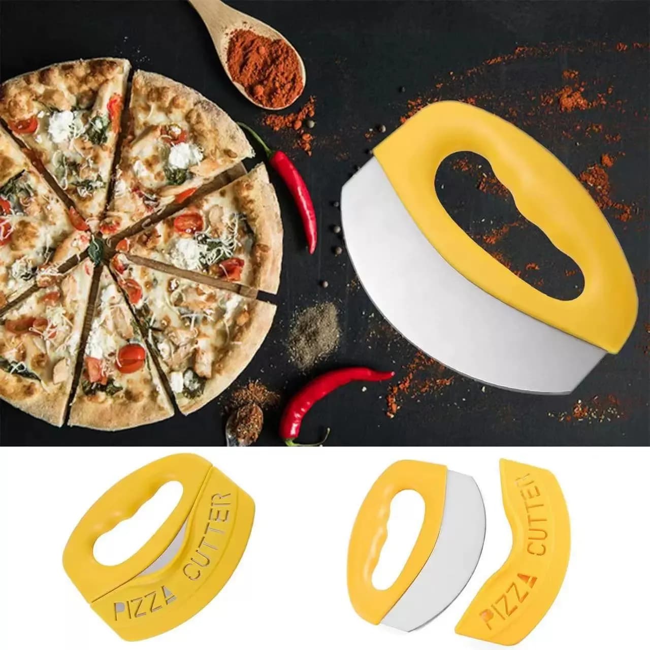 Tagliapizza Semicircolare in Acciaio Inossidabile, Ideale per Pizze e Pasticcini, Strumento Essenziale per Panetteria, Utensile Multifunzionale per Cucina