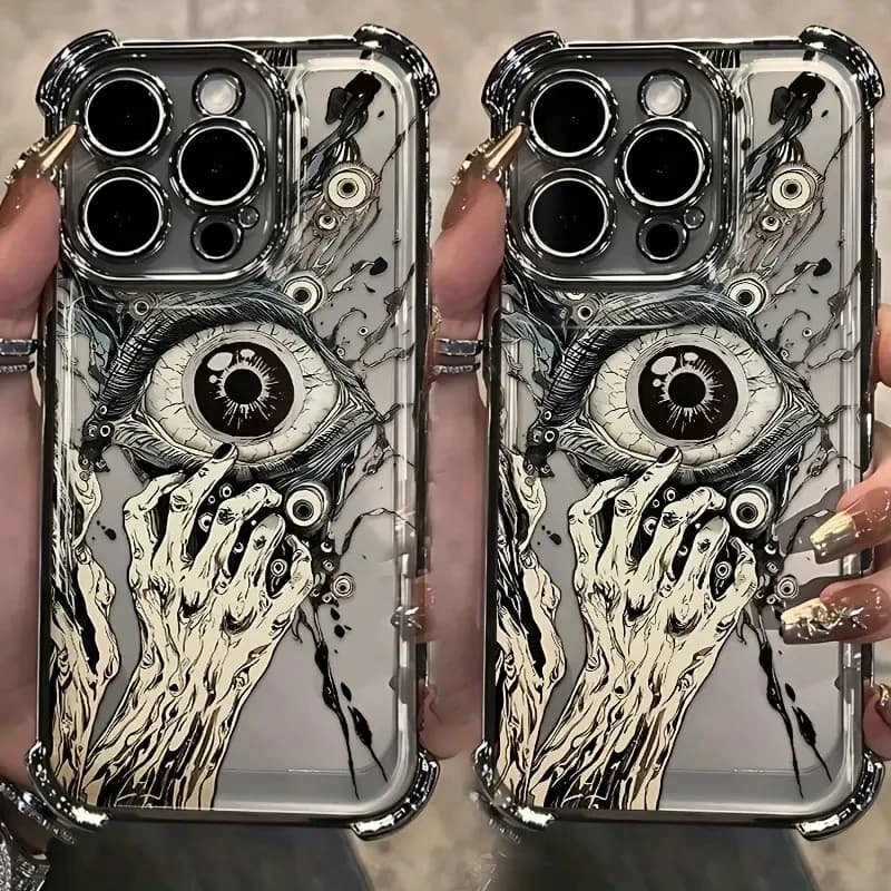 Popular Scary Evil Eye Plating Phone Case For iPhone 11 12 13 14 15 16 17 Pro Max 17 Air 16 15 14 Plus Shockproof Bumper Cover
