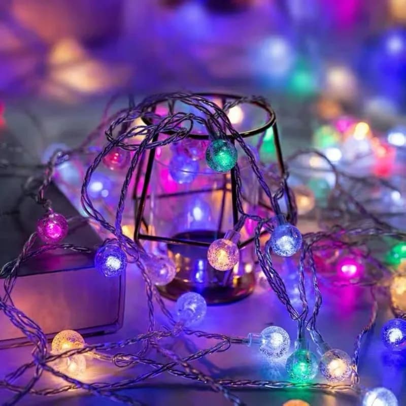 Luci a Stringa LED con Sfere di Cristallo, Funzionamento a Batteria, Ghirlanda Luminosa per Decorazioni di Giardini, Alberi, Matrimoni e Camere da Letto