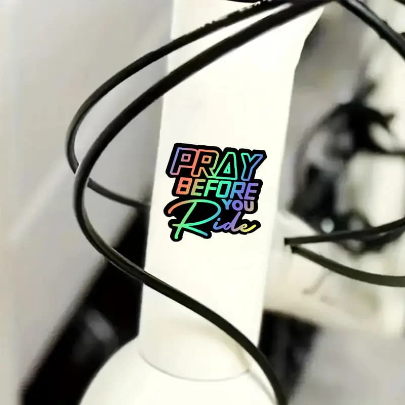 Universal Stickers in Motor Tank and Mountain Bike Stickers, Decalcomanie Waterproof 'PRAY BEFORE YOU RIDE' for Moto