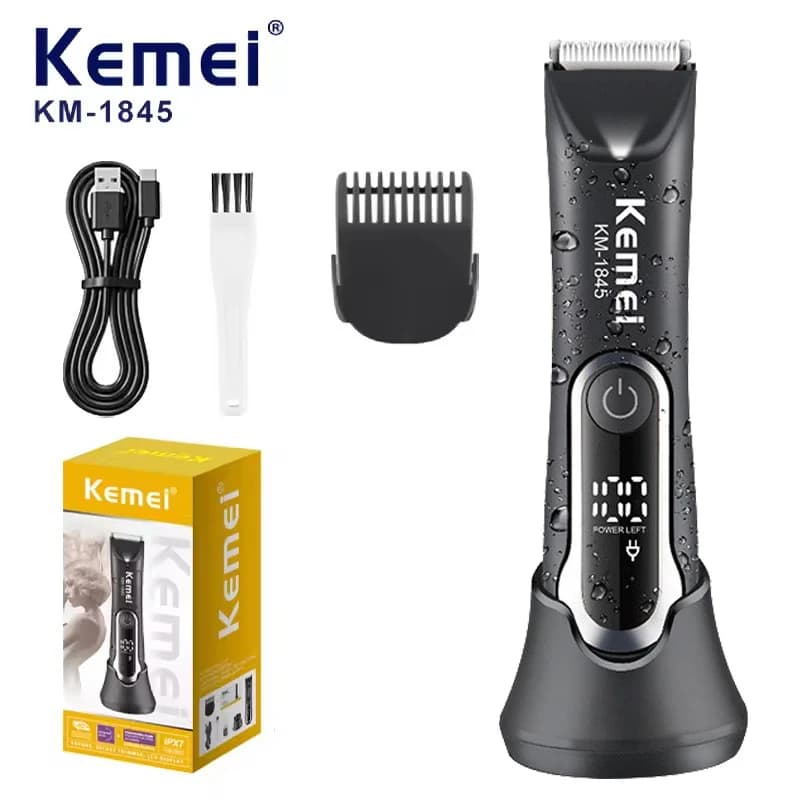 Kemei KM-1845 Trimmer for men's inguine hairs Waterproof Trimmer for pubic body bathing kit