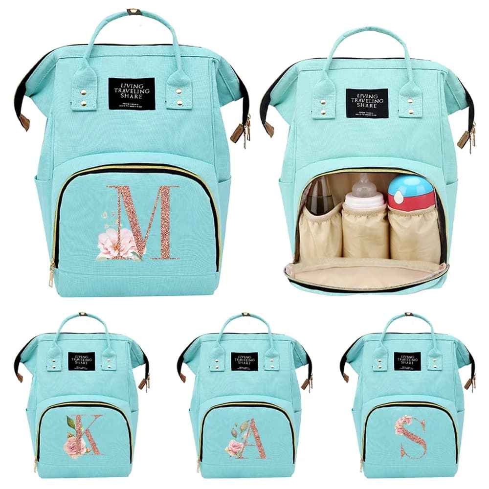 Mommy Bag Large Capacity Waterproof Mummy Bags Handbag Outdoor Travel Diaper and Bottle Storage Backpack Print Rose Gold Pattern