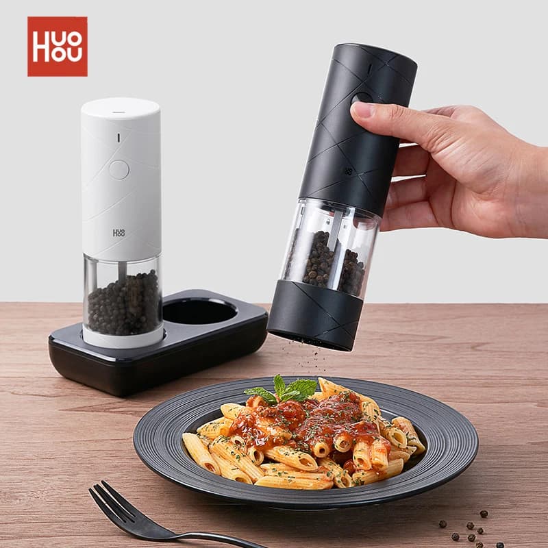 2024 NEW Huohou Electric Grinder Pepe Dresses Grano Mulino Salts Shaker HA CONDOTTO LA Luce 6 Mode of Kitchen Cooking Tool 2 pcs Set