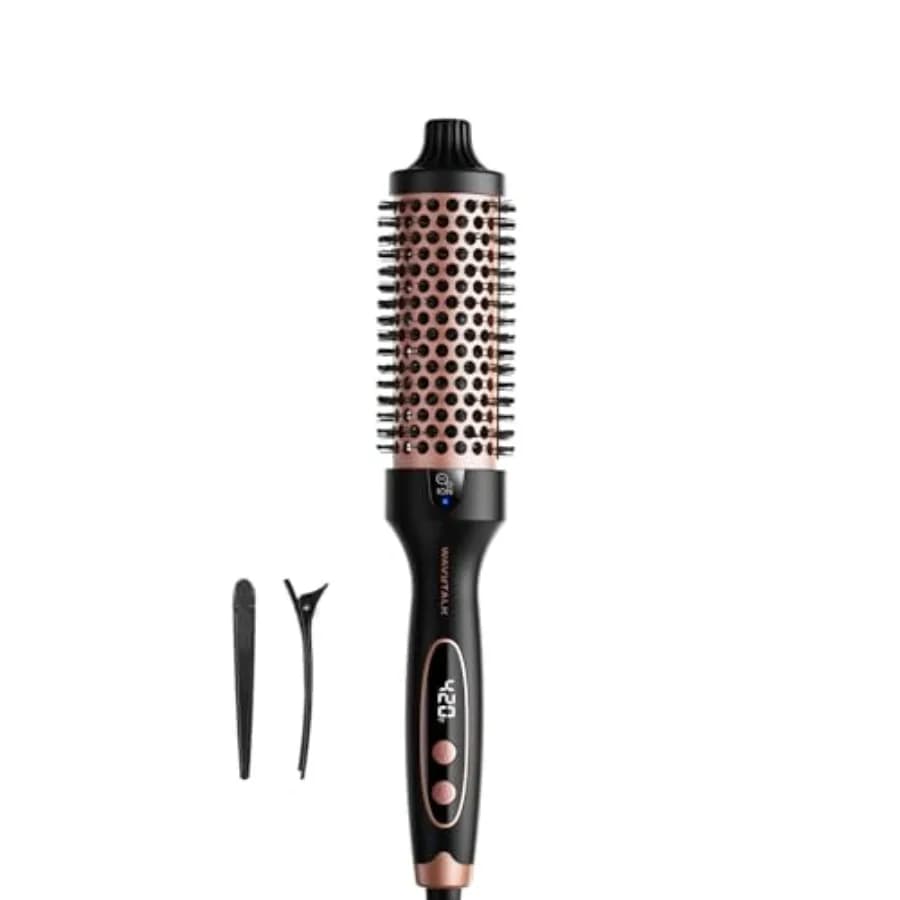 Spazzola Termica Blowout Boost da 1,5 Pollici, Spazzola Rotonda Riscaldata per Arricciare i Capelli e Ottenere un Look Perfetto con Doppio Voltaggio