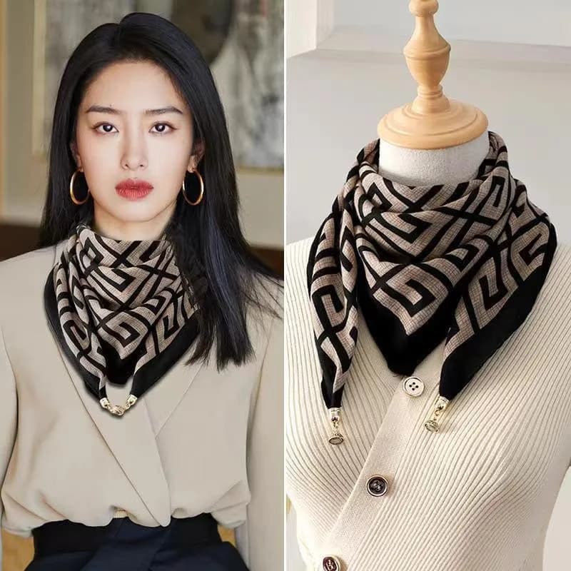 Luxury design magnetic triangle neck protection scarf for women Autumn Winter 2025 New cotton linen scarf High-end neck scarf