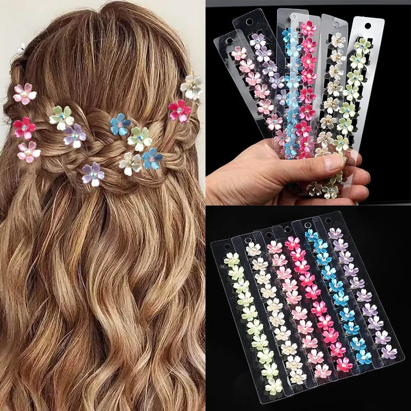 10 pezzi set fermaglio per capelli capelli intrecciati piccoli bottoni per capelli fiore forcina ragazza carino copricapo donna mini artiglio per capelli accessori per capelli
