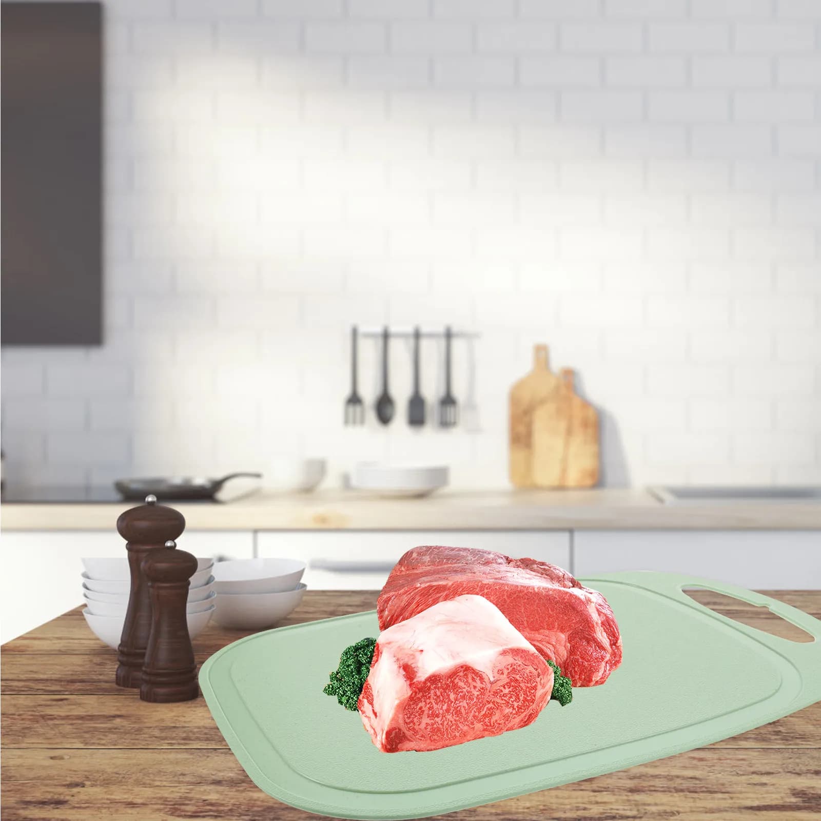 Wheat Straw Round Cutting Board Food Safe Bpa Free Non Slip Kitchen Chopping Board for Vegetables Fruits Meat Home Hotel Cooking