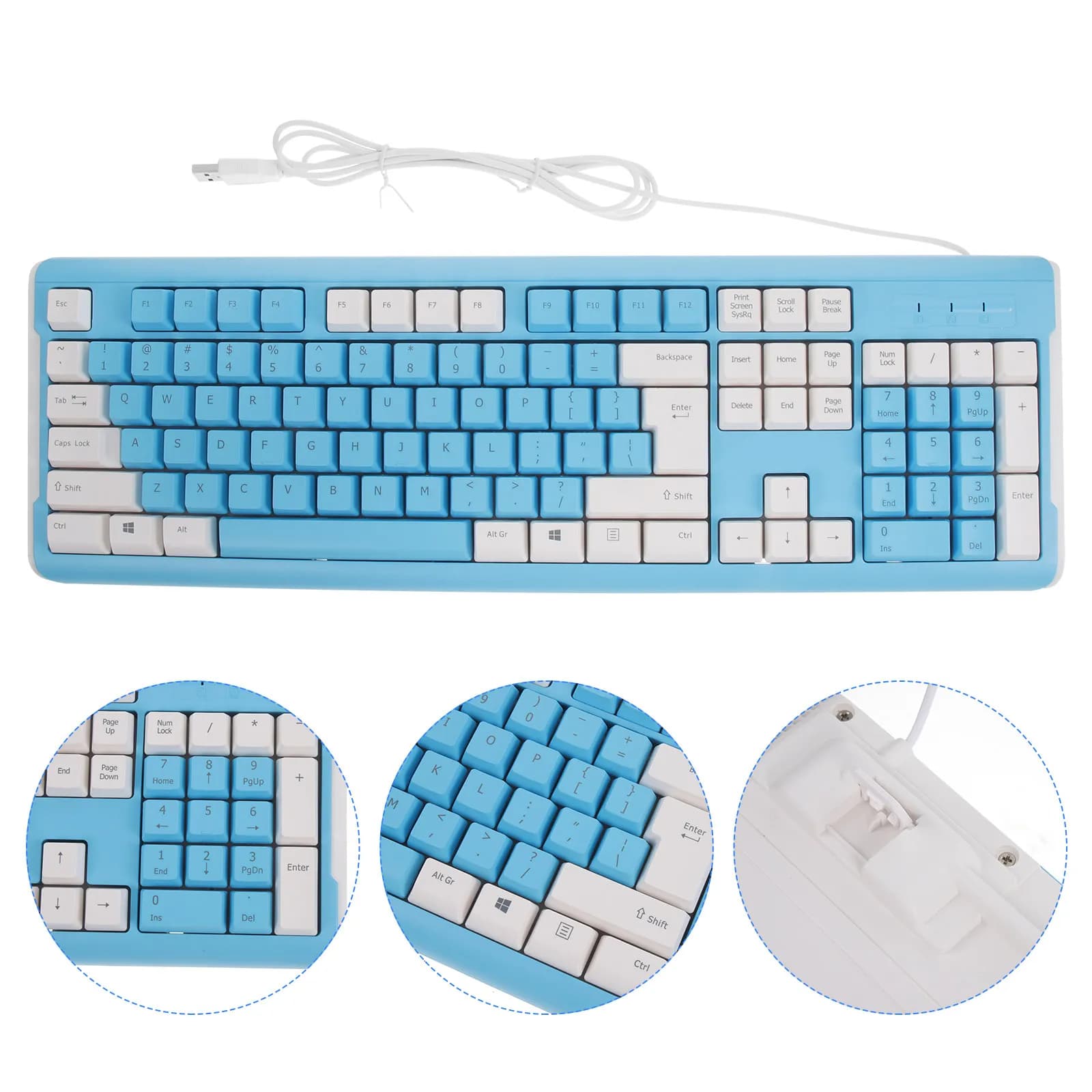 Wired Computer Keyboard with Numeric Keypad High Durability ABS Build Non-Conflict Gaming Keys Plug and Play