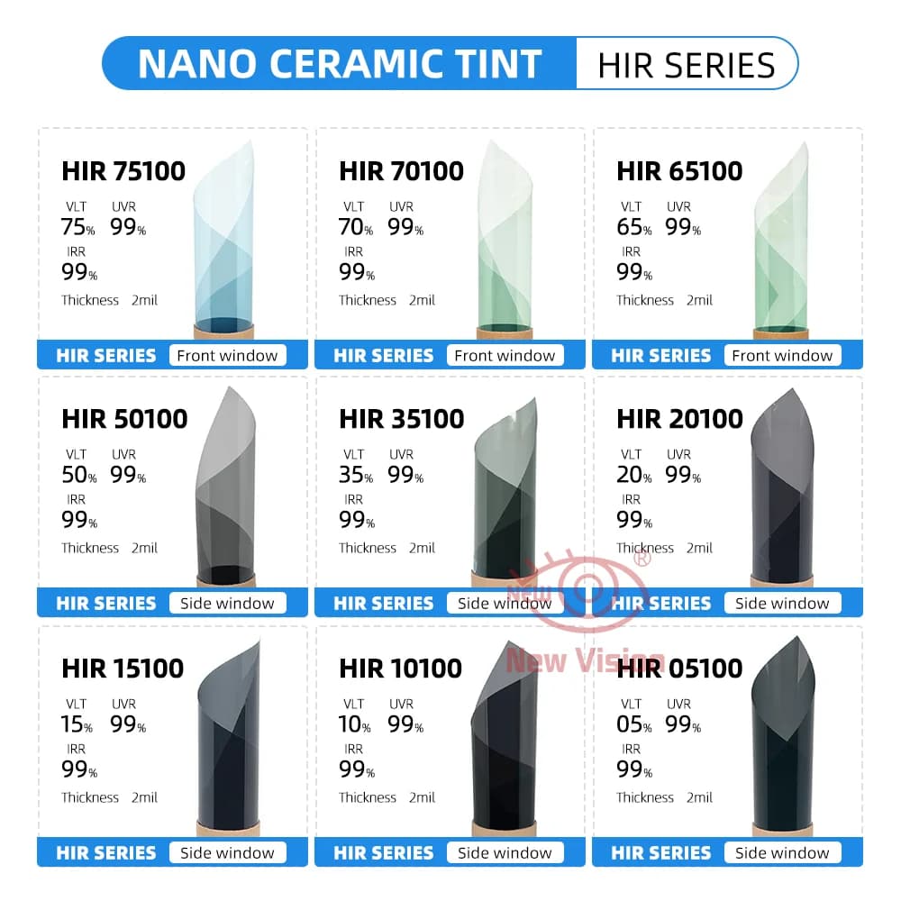 75cmX4m VLT05%-75% and 100% IRR Heat insulation Car Window nano ceramic Film UV rejection windshield insulfilm