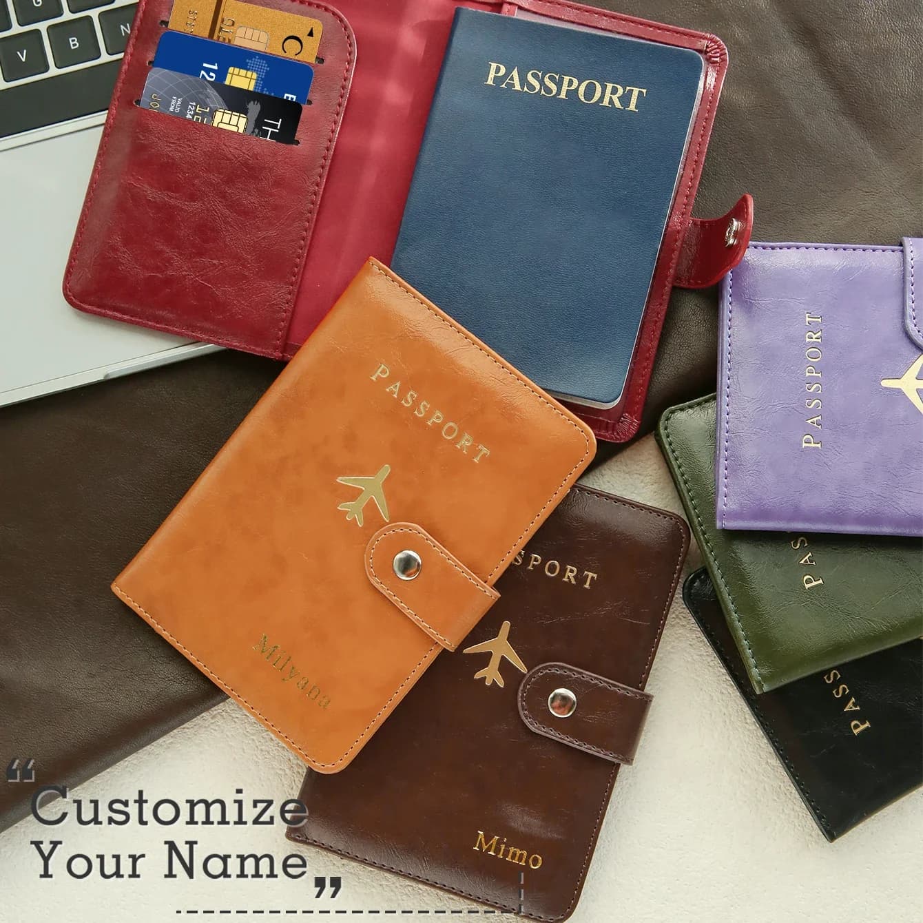 Porta passaporto personalizzato con fibbia elegante, custodia per passaporto in pelle cerata, porta documenti elegante fatto a mano.