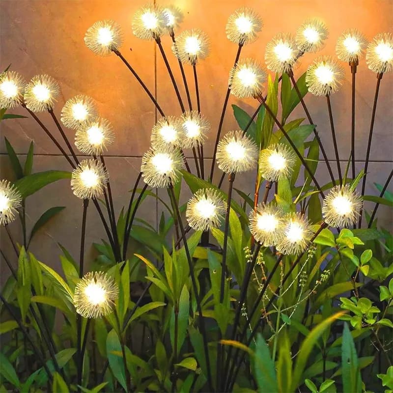 Lampada Solare LED a Forma di Dente di Leone, 6 Teste, 2 Modalità, Illuminazione per Giardino, Prato, Cortile, Vialetto, Balcone
