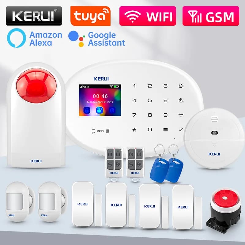 KERUI W202 Tuya Smart WIFI Sistema di allarme Wireless Home Antifurto Sistema di allarme di sicurezza Sirena di controllo Rilevatore di movimento Sensore di fumo