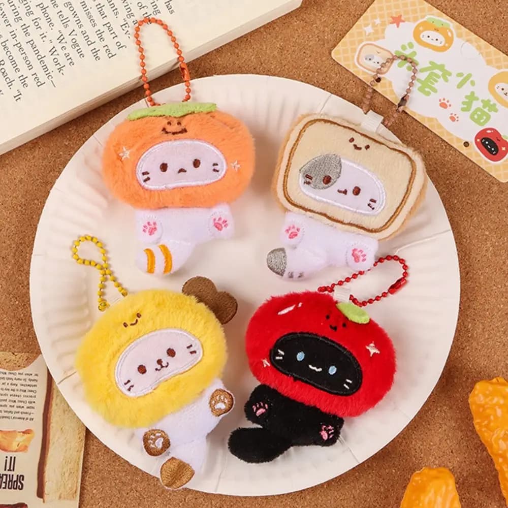Portachiavi con gatto in peluche multicolore, ciondolo con gatto dei cartoni animati, coppie, decorazione per auto, borsa, ornamento, morbido, dolce, bambola Kittern, portachiavi, giocattoli regalo