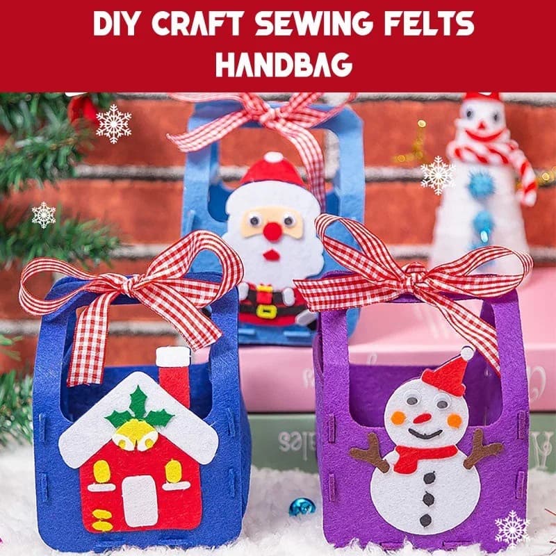 Christmas Felt DIY Sewing Kit for Kids Candy Gift Bags Xmas Ornaments Handbag Craft Set