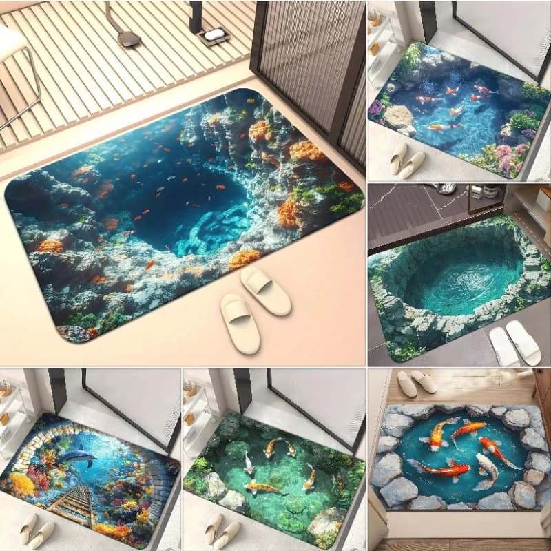 Tappeto estivo Porta d'ingresso Tappetino visivo oceano 3D Tappetino per bagno e WC Tappetino personalizzato Tappeti per la decorazione della casa