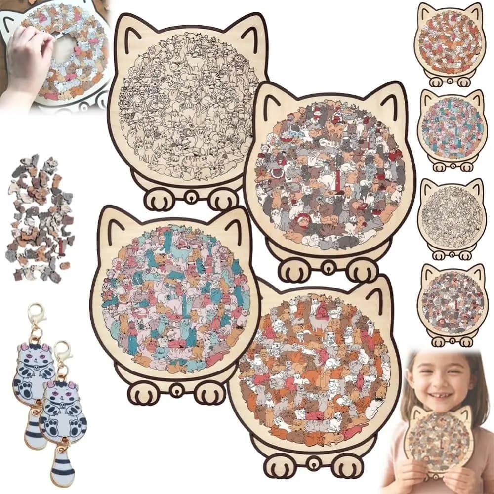 Puzzle a forma di gatto color Morandi da 135 pezzi con cornice silhouette di gatto Ornamenti puzzle per gatti Pezzi di gatto tagliati Colore macaron