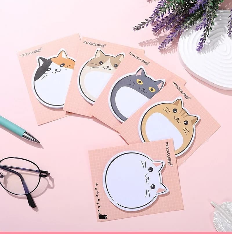 30 fogli Kawaii Chubby Cat Sticky Notes Memo Pad segnalibri carino N Times Sticky Journal Planner forniture di cancelleria per ufficio