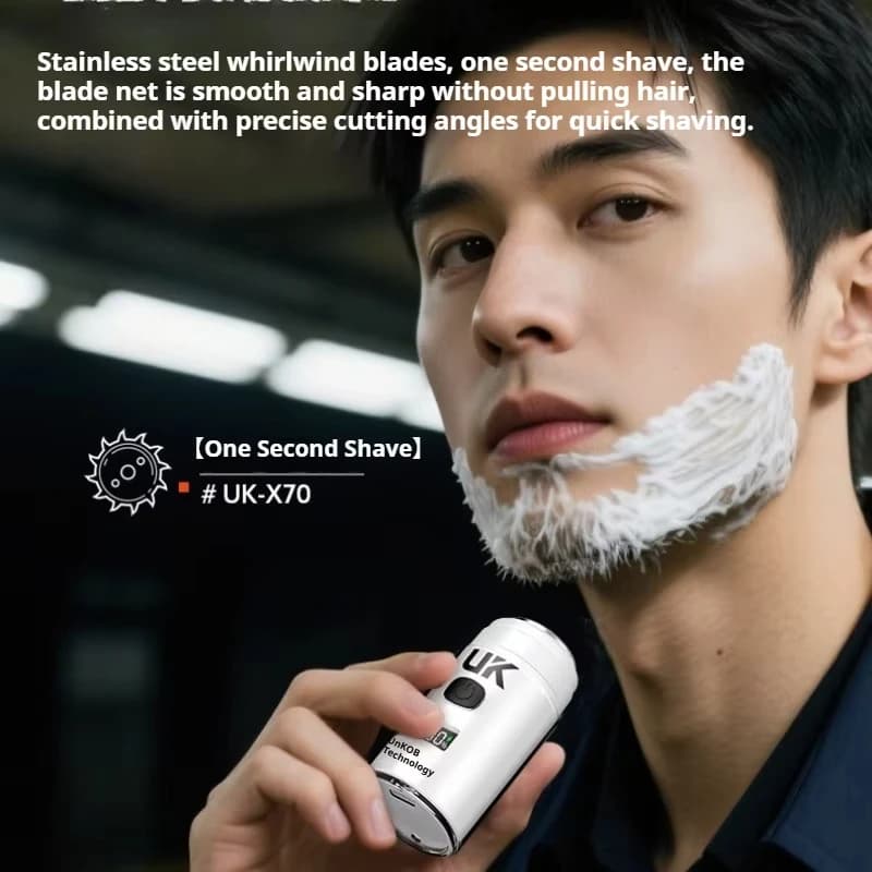 New UNKO Portable Electric Razor for Man, Rechargeable, with Digital LED Display, Waterproof, Mini Rulebarba