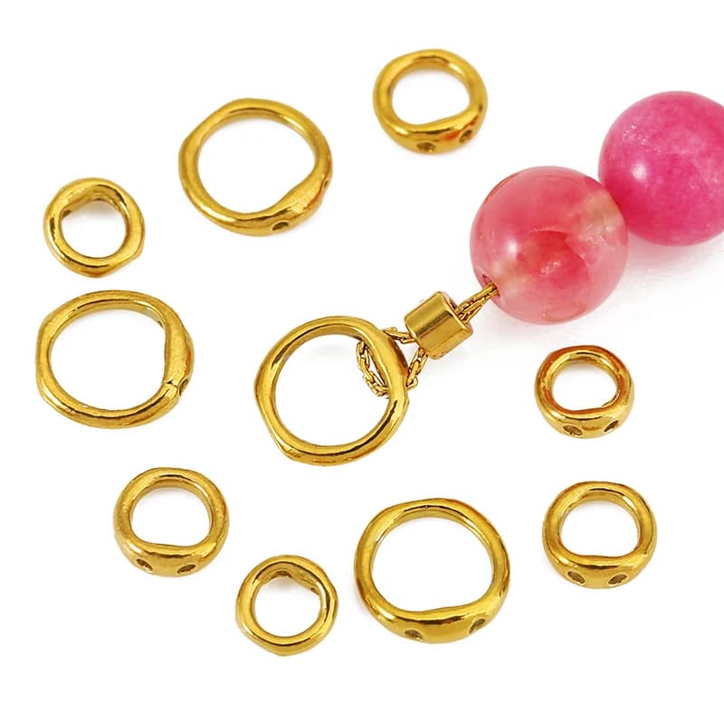 30 Pezzi Chiusure per Collane in Acciaio Inox 5/6/8mm, Connettori a Doppio Foro, Ganci per Creazione di Gioielli Fai-da-Te