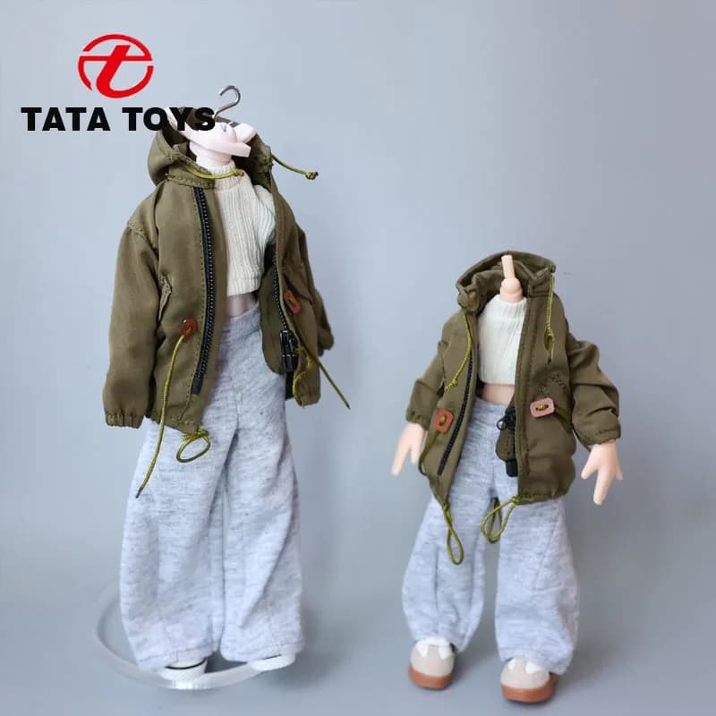Abbigliamento per bambole femminili in scala 1/10, cappotto antivento verde kaki nero, adatto per action figure da 7'' e 6'', accessorio per soldati.