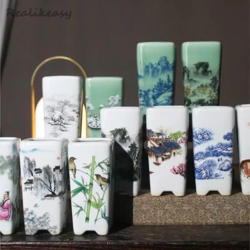 11 colori stile cinese viola sabbia vaso di fiori casa Desktop quadrato piccolo vaso Bonsai adesivo vaso di fiori decorativo fatto a mano LF279