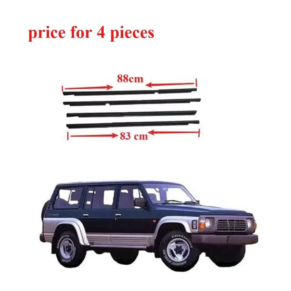 80822-51N10 Weatherstrip Protect Door Rubber Seal for Nissan GQ Patrol Y60 1989-1998 Glass Window Line Black 1 Set