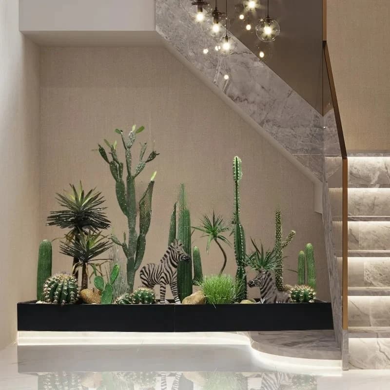 Indoor tropical plant landscape decoration under the stairs landscaping potted plant ornament